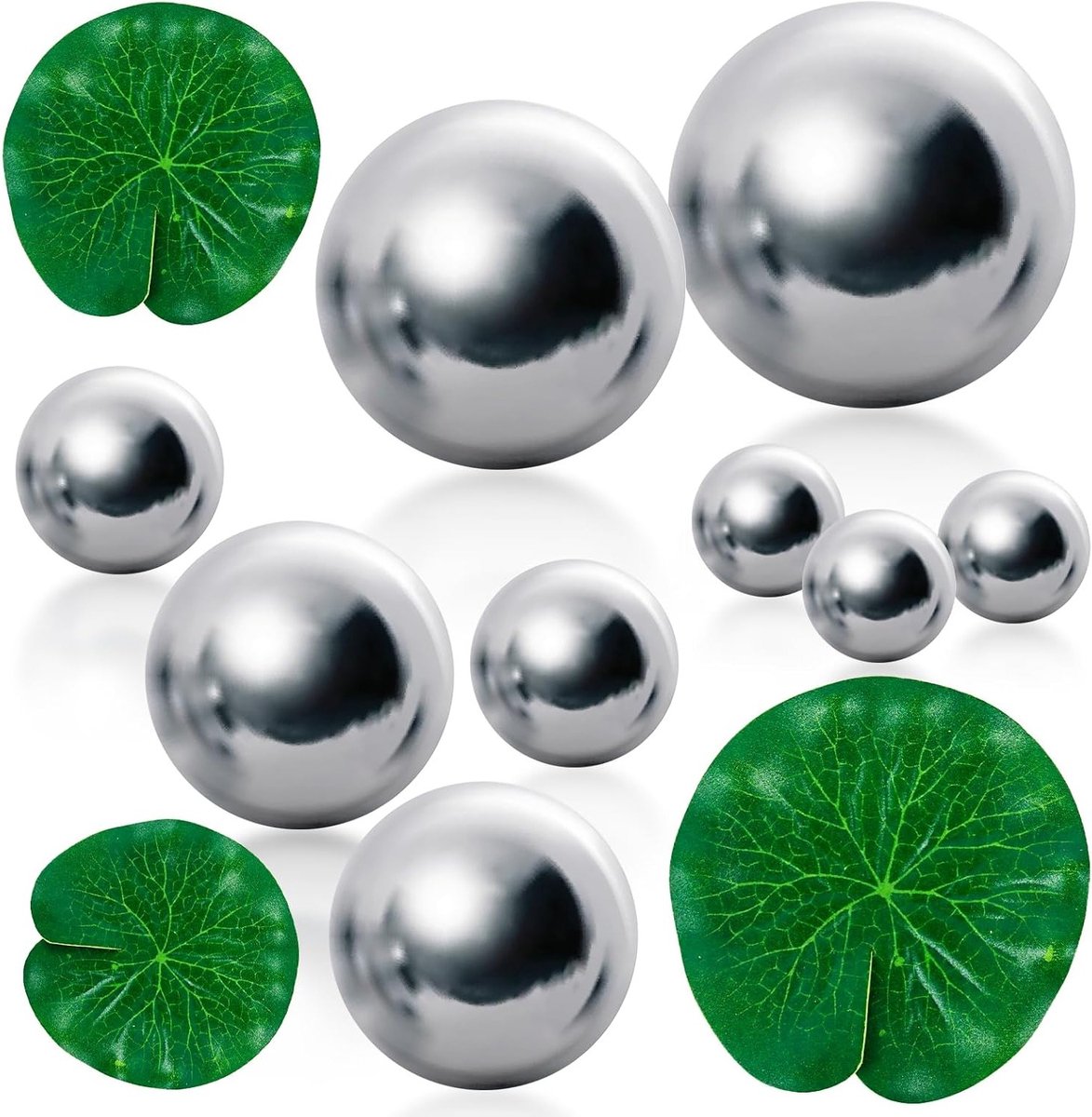 Roestvrijstalen Spiegelballen - Decoratieballen Vijver - Tuindecoratie - Verschillende Maten - 12 stuks - Zilver