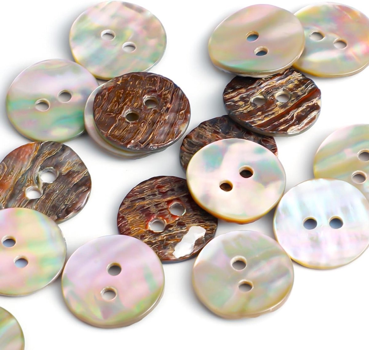 Natuurlijke Schelpen Knopen 50 Stuks 10mm 2 Gaten Echte Moeder van Parel Ronde Knopen voor DIY Creaties en Herstel van Kleding