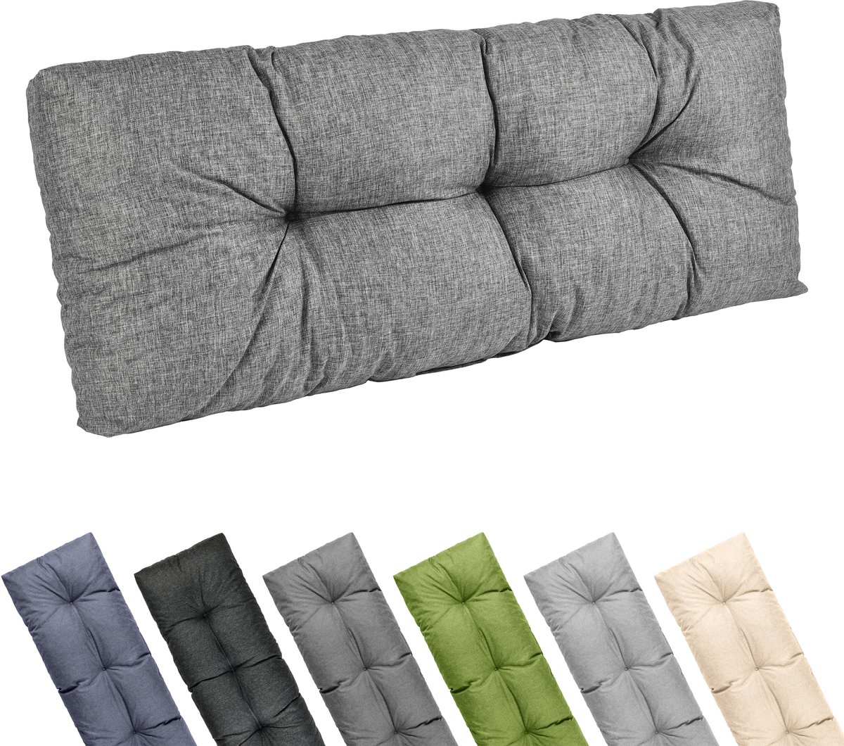 Garronda Rugkussen 120x45 cm 12 cm Waterafstotend UV- en Waterbestendig voor Palletbank GD-0252 Grijs