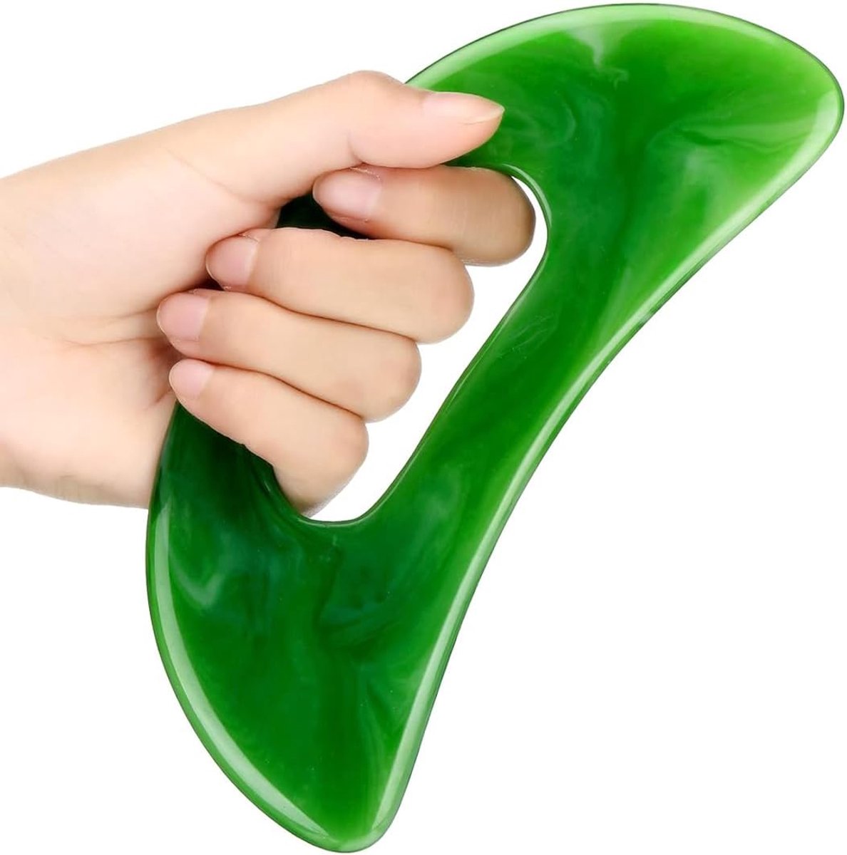 SnelShoppen - Gua Sha Massage Tool voor Lymfedrainage, Anti-Cellulite, Diepe Spiermassage voor Rug, Benen en Schouders - Groen, Duurzaam Natuurlijke H