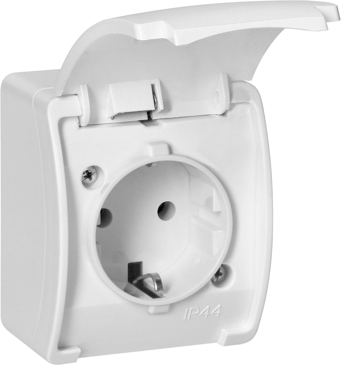 SnelShoppen - Outdoor Socket Wandcontactdoos IP44 Waterdichte Buitenstekker Stevige Opbouwcontactdoos Kleur Keuze (Wit) voor Tuin, Camping en Feesten