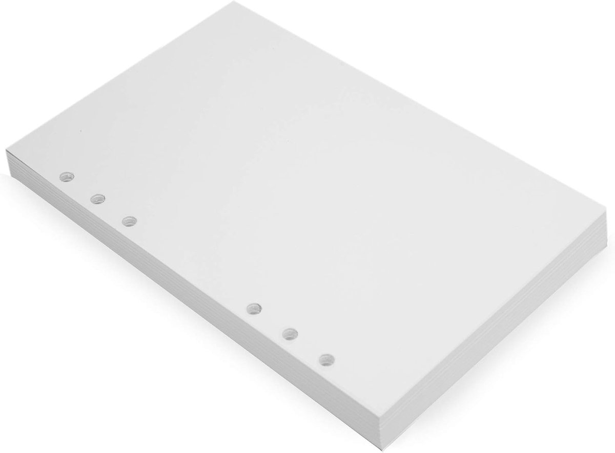 SnelShoppen - A5 6-Ring Binder Planner Refill - 21x14 cm - Dikke Crème Lege Bladen - Losse Blad A5 Papier voor Filofax en Meer - 100 Vellen / 200 Pagi