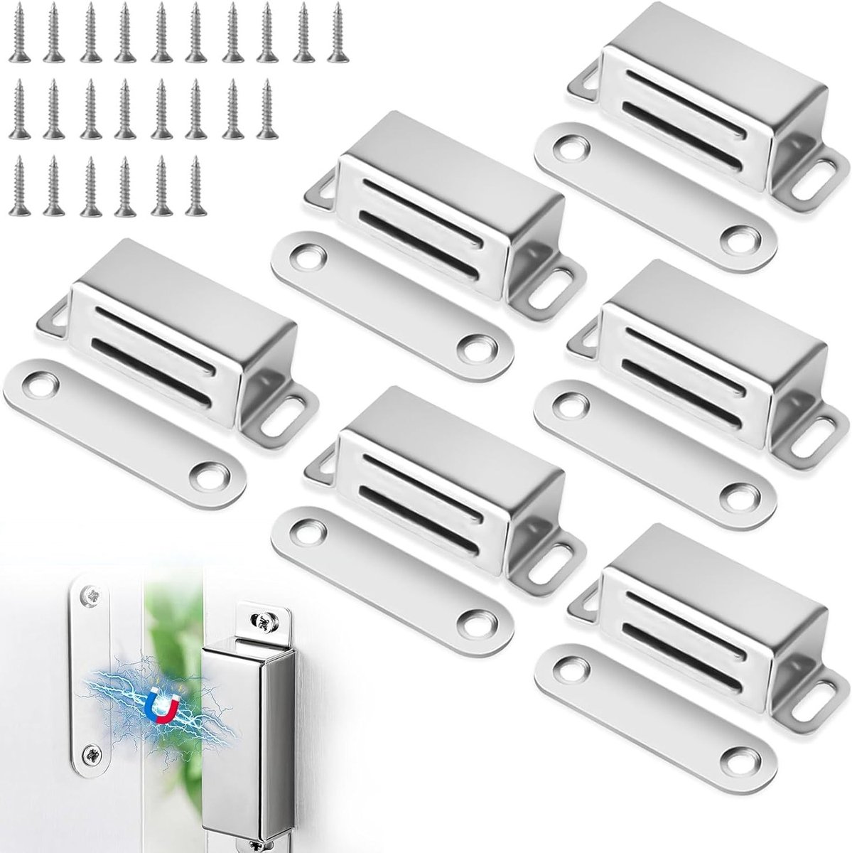 Set van 6 Sterke Magnetische Sluitingen voor Deuren, Kastdeuren en Lades - Ideaal voor Makkelijk Sluiten en Openen