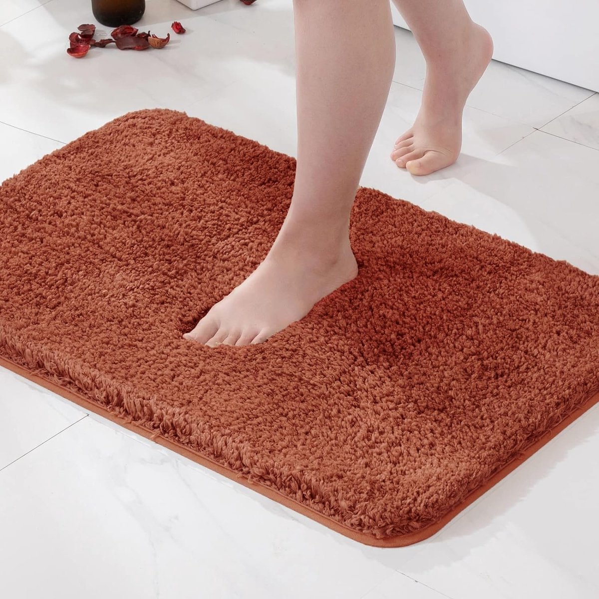 SnelShoppen - Luxe Badmat Antislip Absorberend Microfiber 40x60 cm Caramel - Zachte Douchemat voor Badkamer, Keuken en Entree - Wasbaar en Sneldrogend