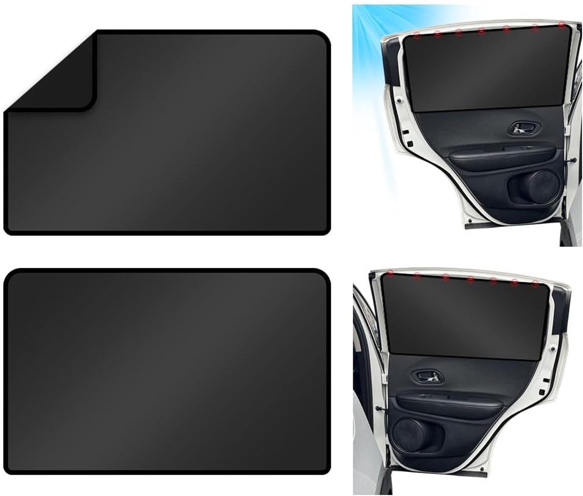 SnelShoppen - Car Window Sunshade 2pcs - UV Ray Bescherming, Zonnebrand Blokkeren, Volledige Bedekking, Ideaal voor Kinderen, Huisdieren en Volwassene