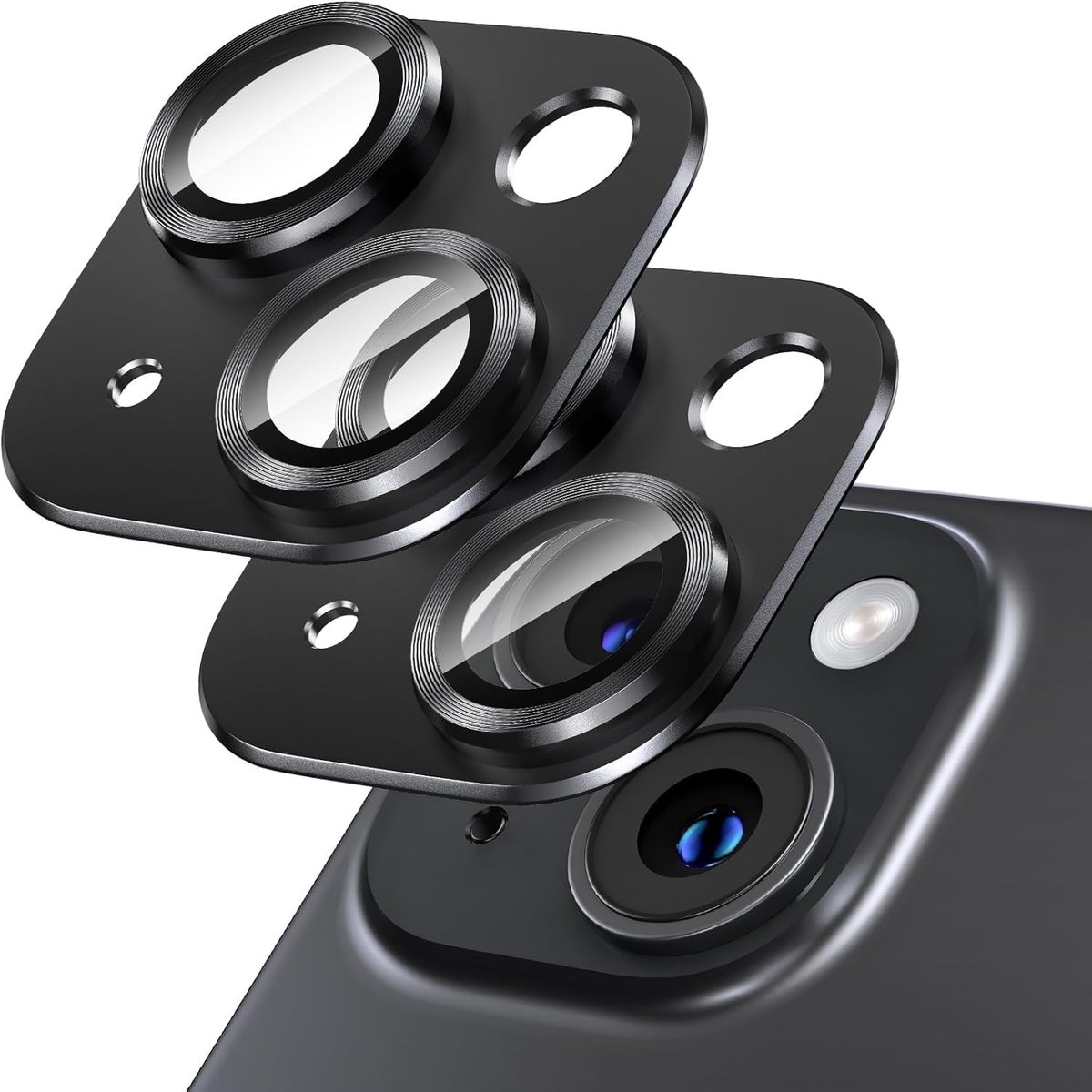 Thijox - 2x Cameralensbeschermer voor iPhone 13/13 Mini, 9H Gehard Glas, Luchtvaart Aluminium Plaathoes, HD Helderheid, Eenvoudige Installatie, Zwart