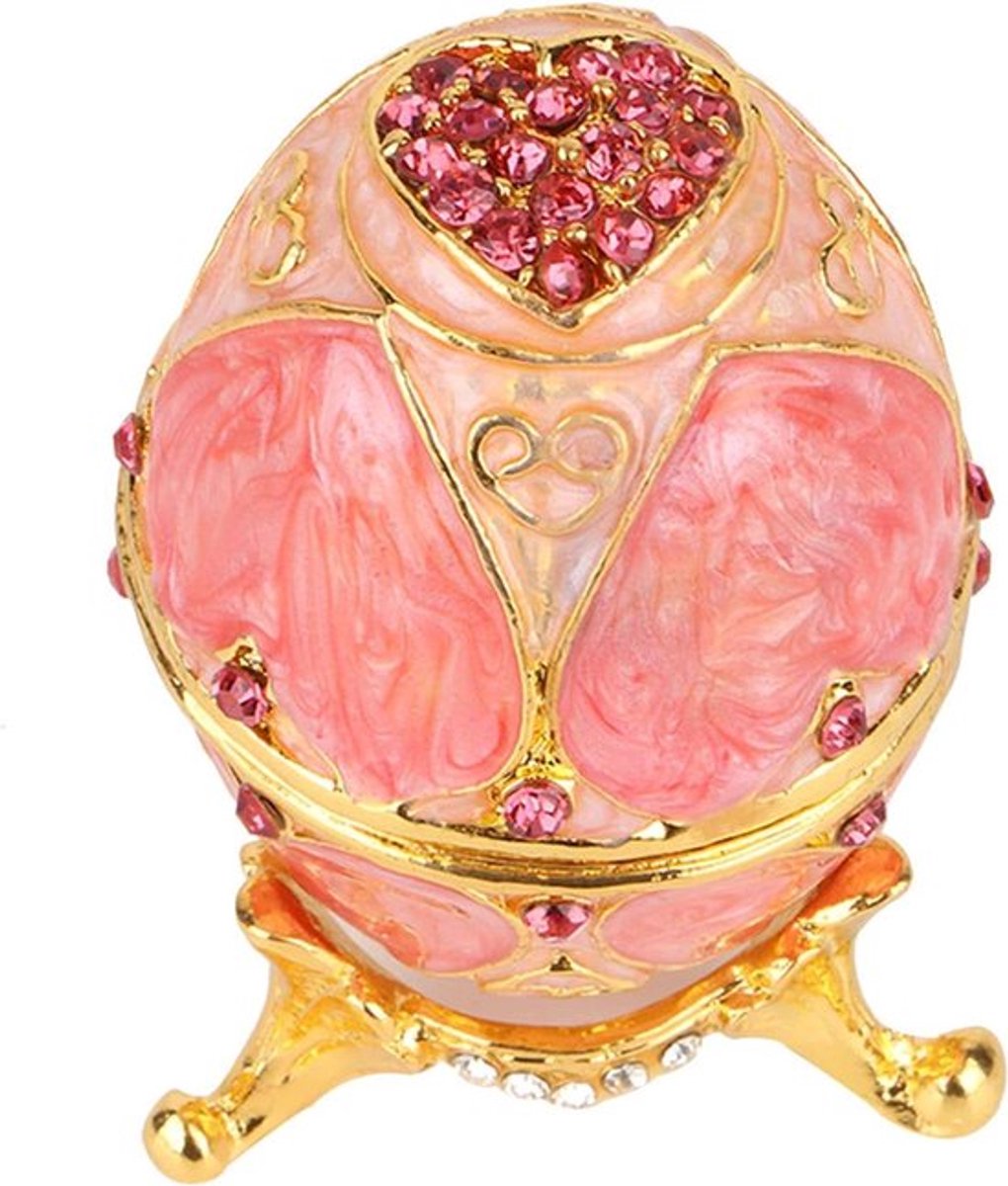 Vintage paassieraden - roze ei decoratie voor Kerstmis en sieradenbox