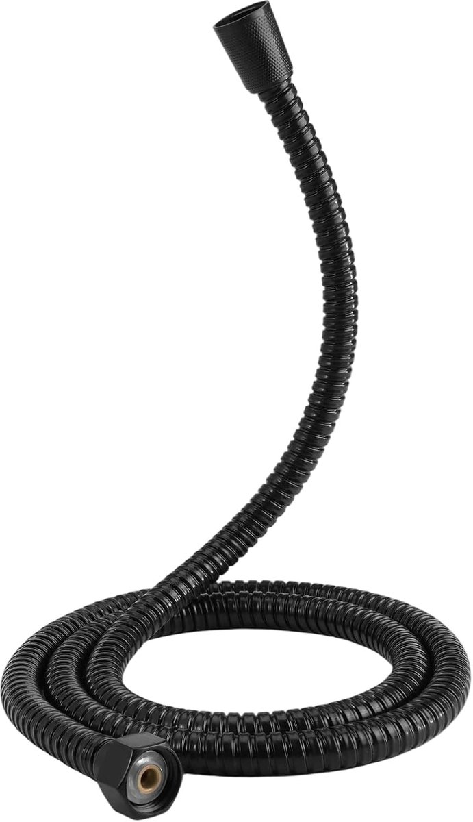 SnelShoppen - Shower Hose 150 cm - Anti-Kink Hoge Druk Douche Slang - Flexibele Chroom Mat Zwarte Douche Slang met 2 Wasers voor Badkranen en Badkamer