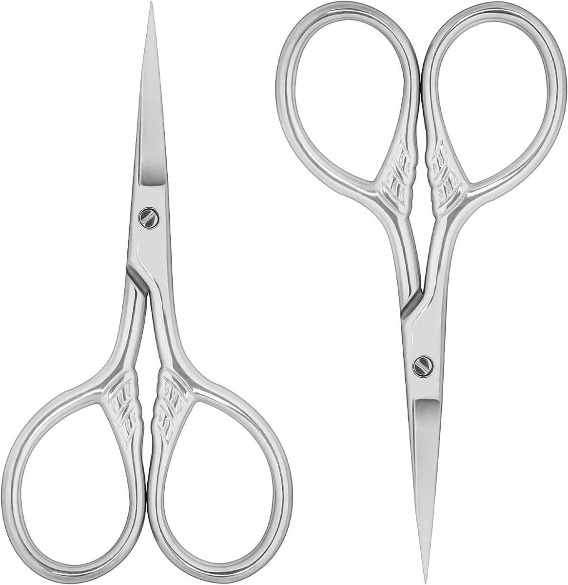 SnelShoppen - 2 Pack Professionele Neus en Gezichtschaartjes - Precisie Scharen voor Neushaarverwijdering, Wenkbrauw Trimmen, RVS, Ergonomisch Design,