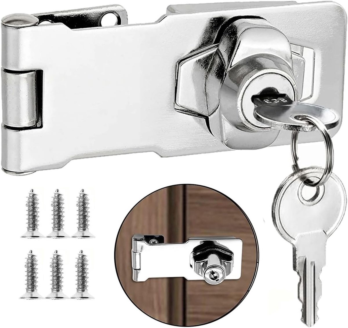 Veiligheidsvergrendeling voor Poort en Deur met Sleutels - Geschikt voor Kast, Meubel en Postvak (2.5 Inch)