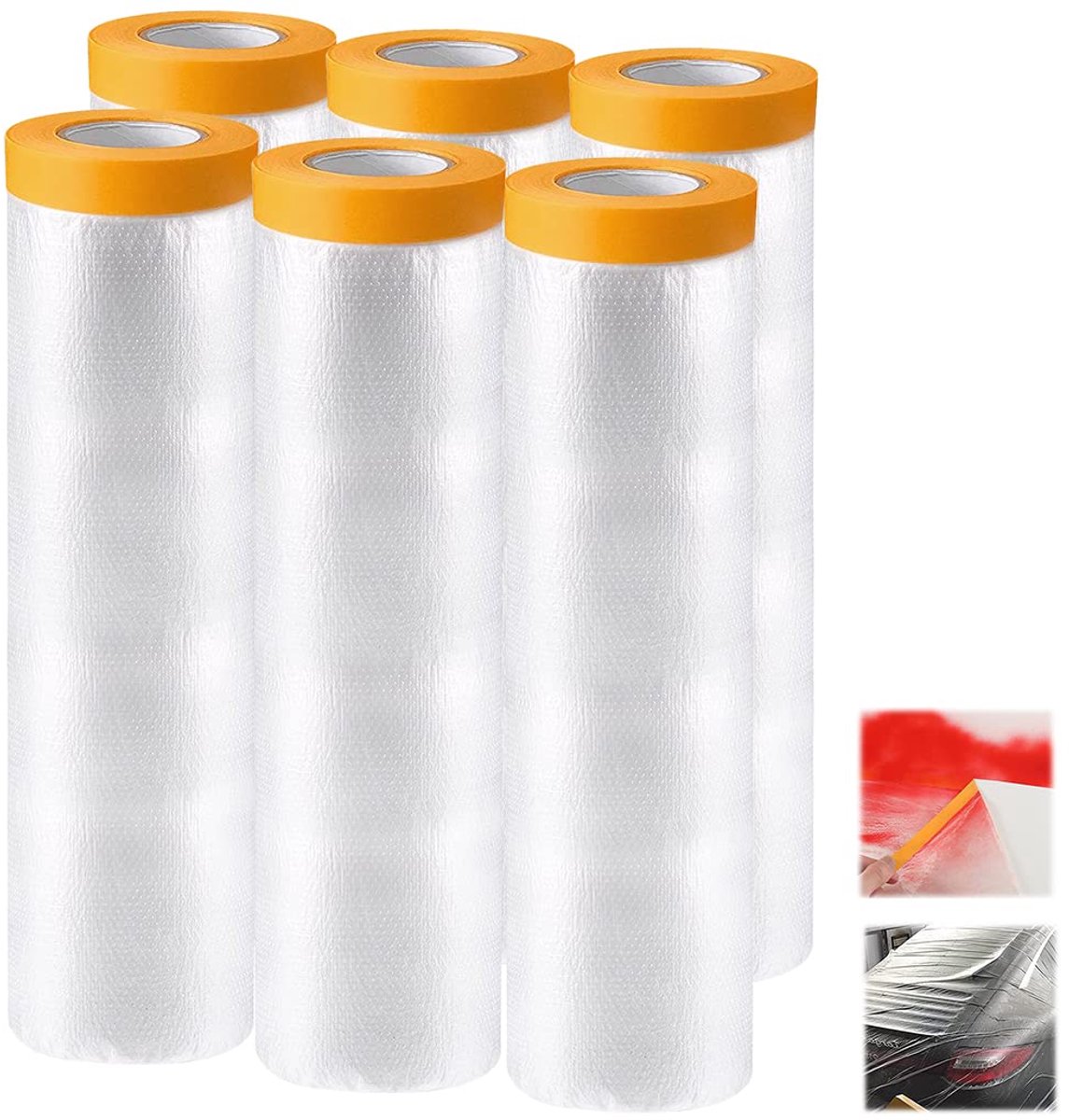 SnelShoppen - 6 Rollen Maskingtape met Gouden Foil, Plakfolie en Schilderfilm, 240 cm x 20 m, Perfect voor Binnen en Buiten Schilderwerk, Geen Resten,
