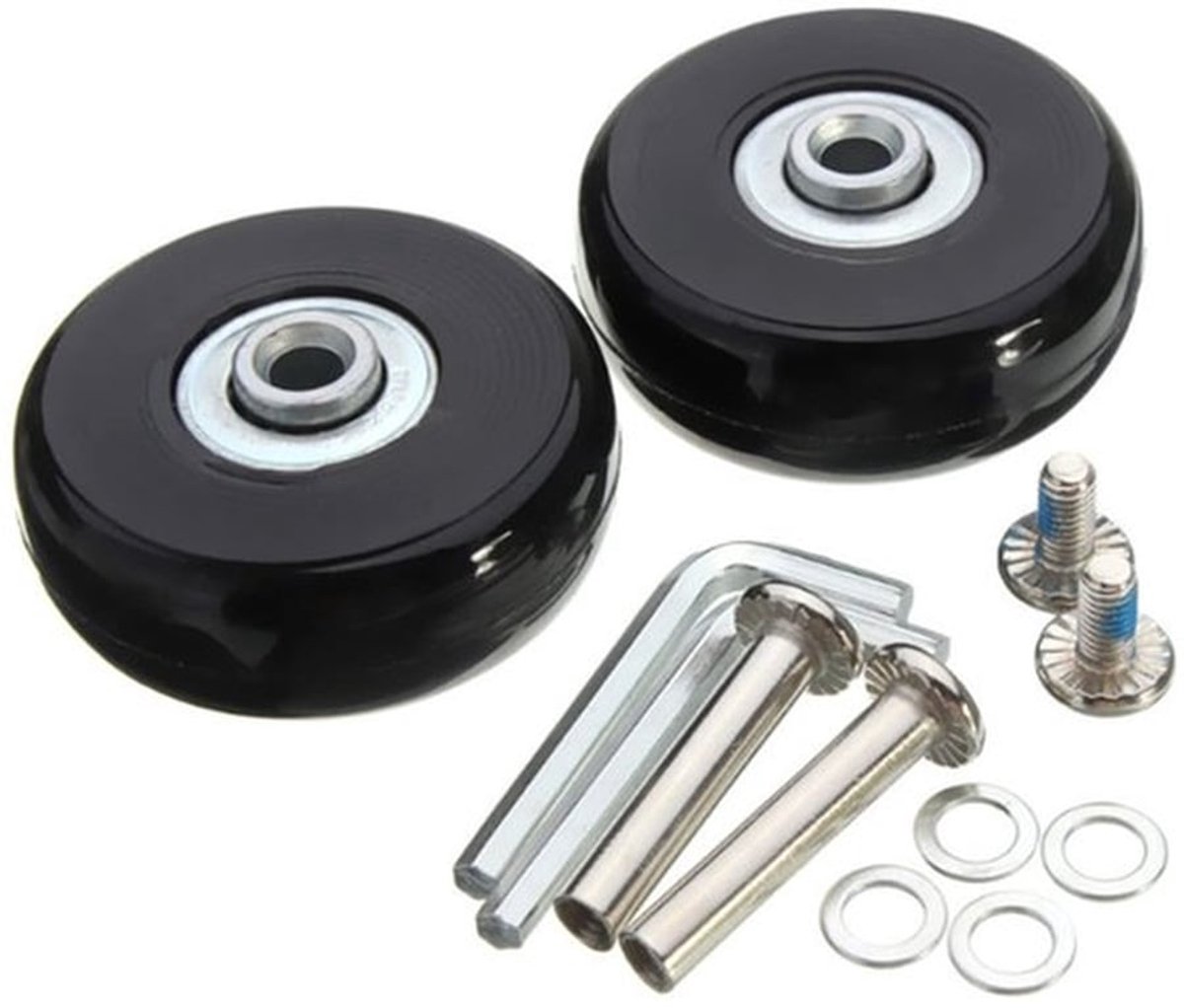 Bagagewielen Reservewielen - Set van 2 - Rubber/Staal - Afmetingen 50 x 18 mm - Bestand tegen groot gewicht - Inclusief assen - Kofferwielen