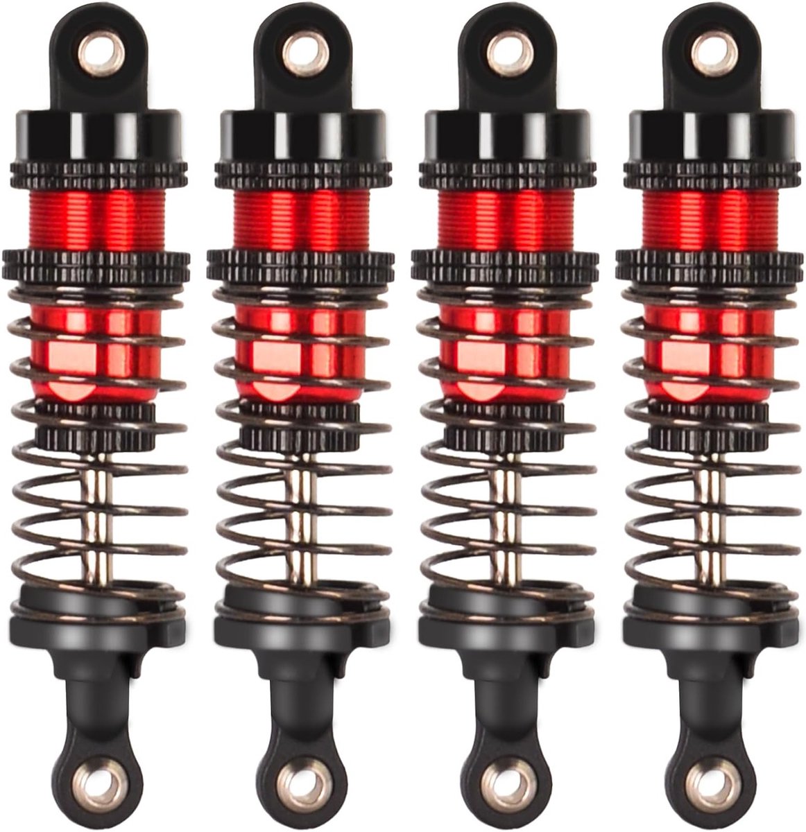 Upgrade Set van 4 Stuks 66mm Aluminium Olie Schokdempers voor 1/12, 1/14 en 1/16 RC Auto's - Voor Voor- en Achterzijde, Compatibel met Diverse Modellen