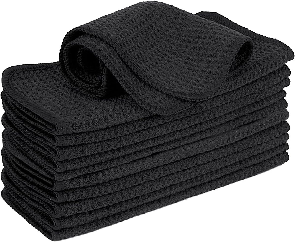 SnelShoppen - Microvezeldoeken Barista Cloth - Zwart - Wafelstructuur voor Keuken - Dikke Huishoudelijke Reinigingsdoeken - Pluisvrij - 20x20 cm - Ver