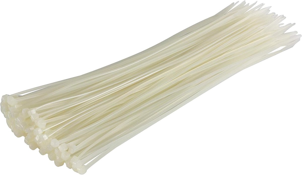 100 Stuks Witte Kabelbinders 300mm x 3,6mm UV-bestendig Nylon Tie Wraps