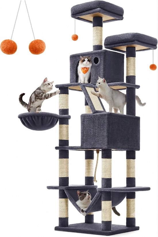 Krabpaal voor zware katten - Hoge krabpaal - Krabpaal boomstam - Krabpaal voor grote katten - Kat toren - Krabpaal plafond - Stevige krabpaal - Krabpaal voor katten - XXL - Katten verblijf