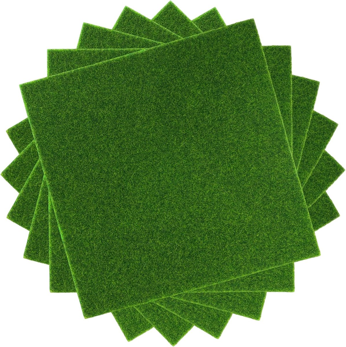 SnelShoppen - Kunstgras voor Creativiteit 15 x 15 cm - Kunstgras Voor Binnen en Buiten - Miniatuurtuin Decoratie - 6 Stuks Groen - Voor Modelbouw en P