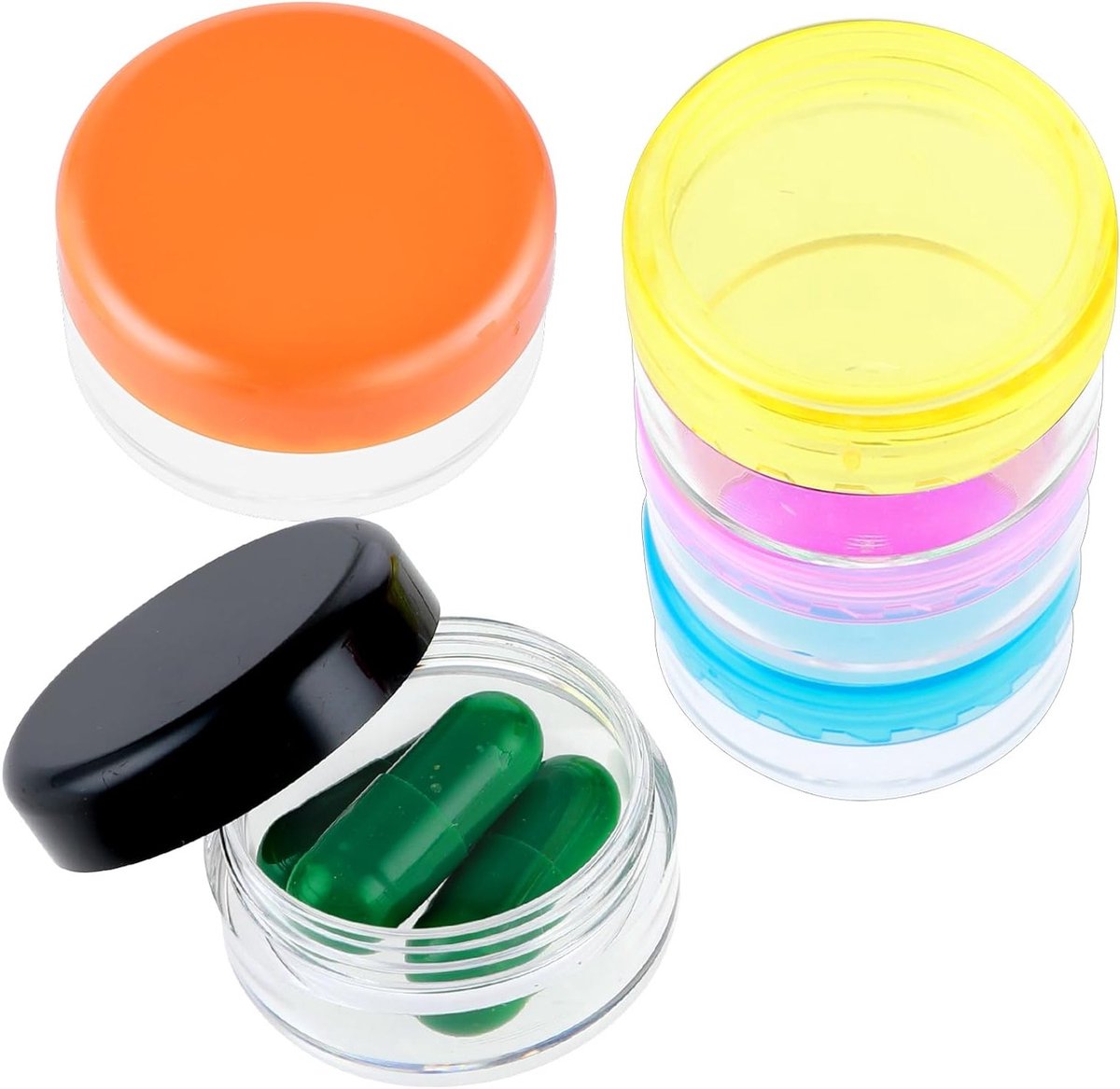 5-delige Kleine Pillen Organizer, Draagbare Daily Mini Pillenhouder, BPA-vrij Medicijnopslag voor Portemonnee en Zak