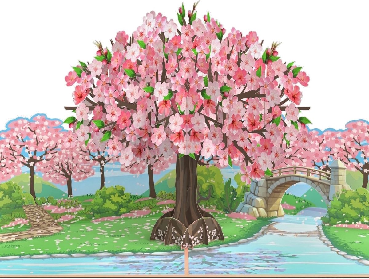 SnelShoppen - 3D Pop-Up Kaart Sakura Bloesem - Japanse Kerselaar Verjaardagskaart - Unieke Groet voor Moeder, Vriendin, Zus - Feestelijke Kaart voor V