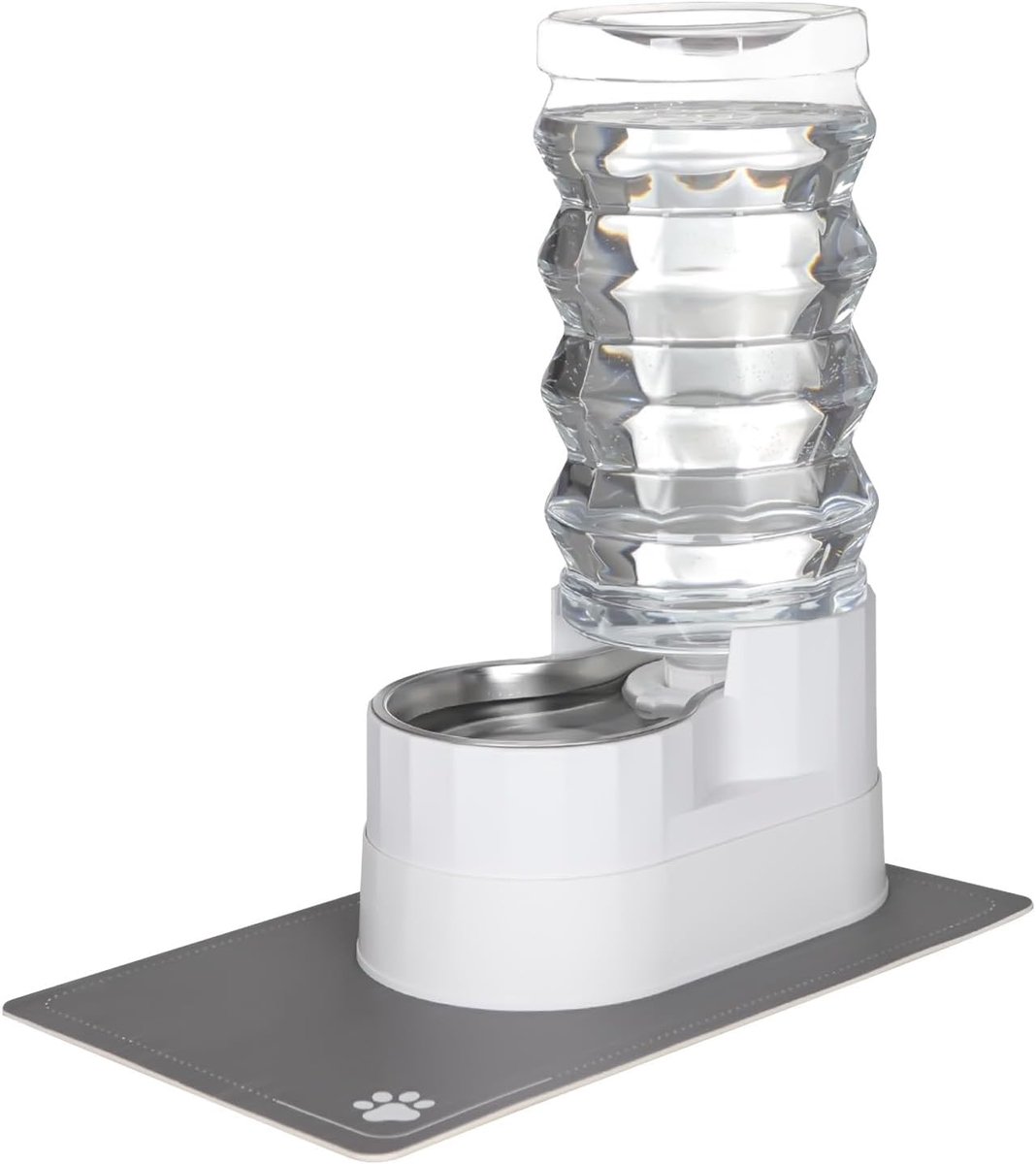 SnelShoppen - Automatische Waterdispenser RVS Dierenschaal met Waterdichte Kussen, Verhoogde Rand Dispenser voor Honden en Katten (9L, Wit)