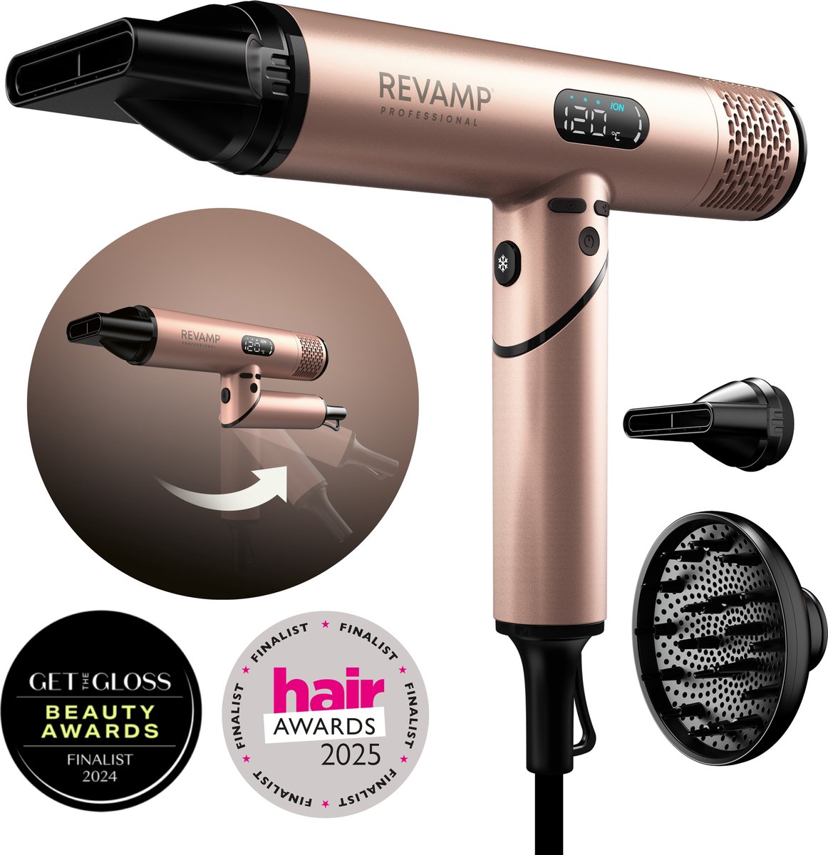 Revamp Fohn met Diffuser - Professionele Haardroger met 3 - Revamp - €139,99
