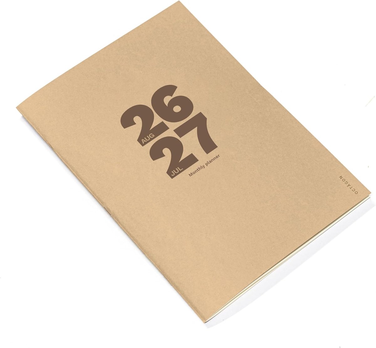 SnelShoppen - OCTÀGON DESIGN 2026-2027 Large Monthly Planner PLUS - Academische Maandplanner A4 - 12 Maanden - Augustus 2026 tot Juli 2027 - Camel - N