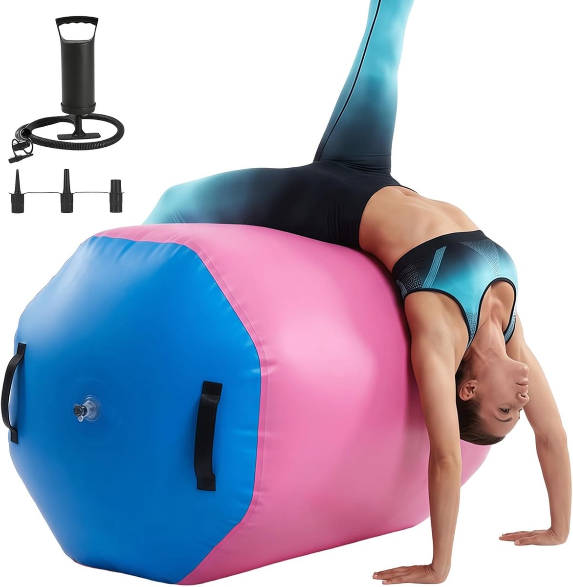 SnelShoppen - Inflatable Air Roll met Pomp - Gymnastiek Roller - Duurzame PVC Air Track - 80 x 100 cm - Perfect voor Yoga, Pilates, Gymnastiek en Chee