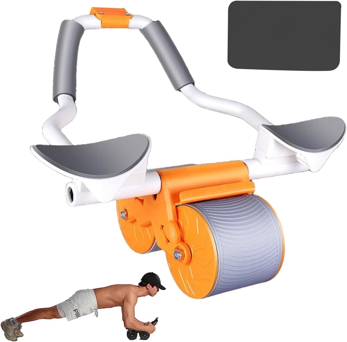 SnelShoppen - Automatic Rebound AB Roller Abdominal Trainer met Stabiliteitswielen, Kniepad, Voor Thuis Workout, Ideaal voor Buikspieren en Taille Tra