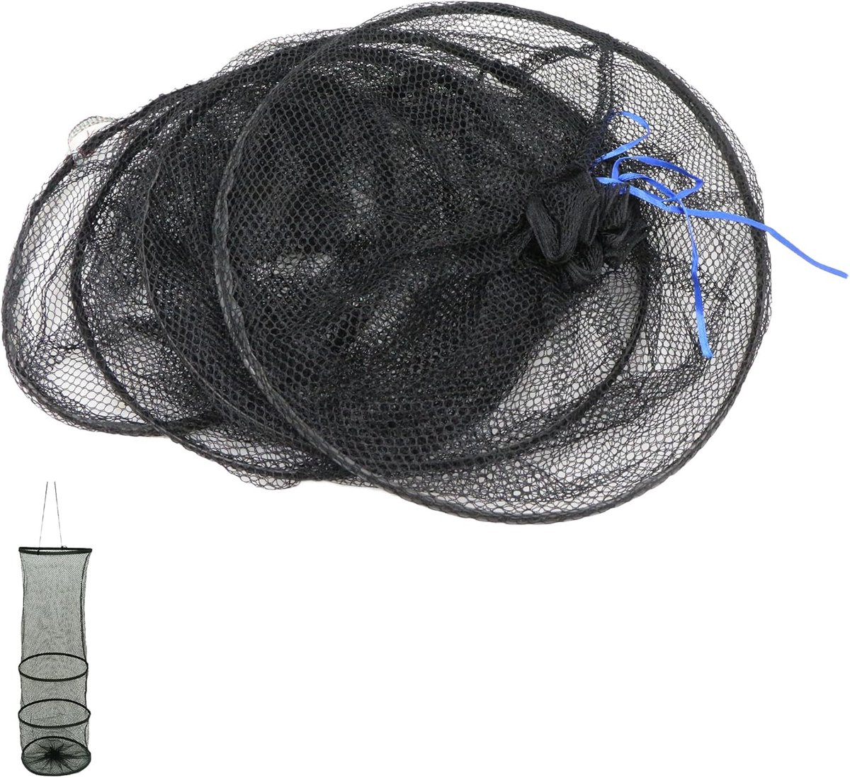 SnelShoppen - Vouwbare Visnet, Nylon Dragnet, Landing Net, Simpel Hengelaccessoire, Geschikt voor Vissen en Garnalen, 82 cm, Zwart, 1 Stuk