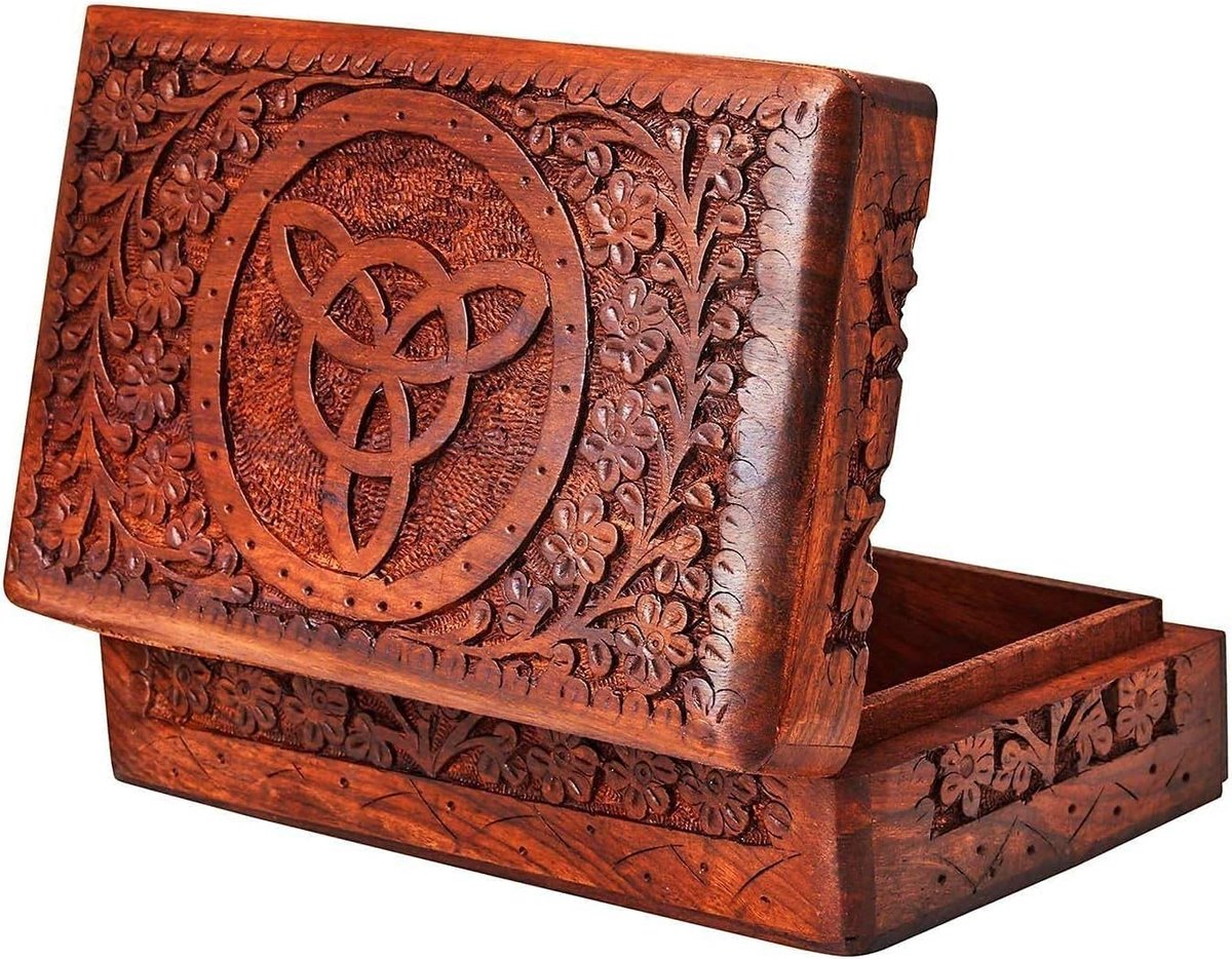SnelShoppen - Houten Sieradenbox | Handgekerfde Multifunctionele Rozenhout Opbergdoos Voor Vrouwen | Retro Reis Mini Organizer Vintage Decoratieve Kis