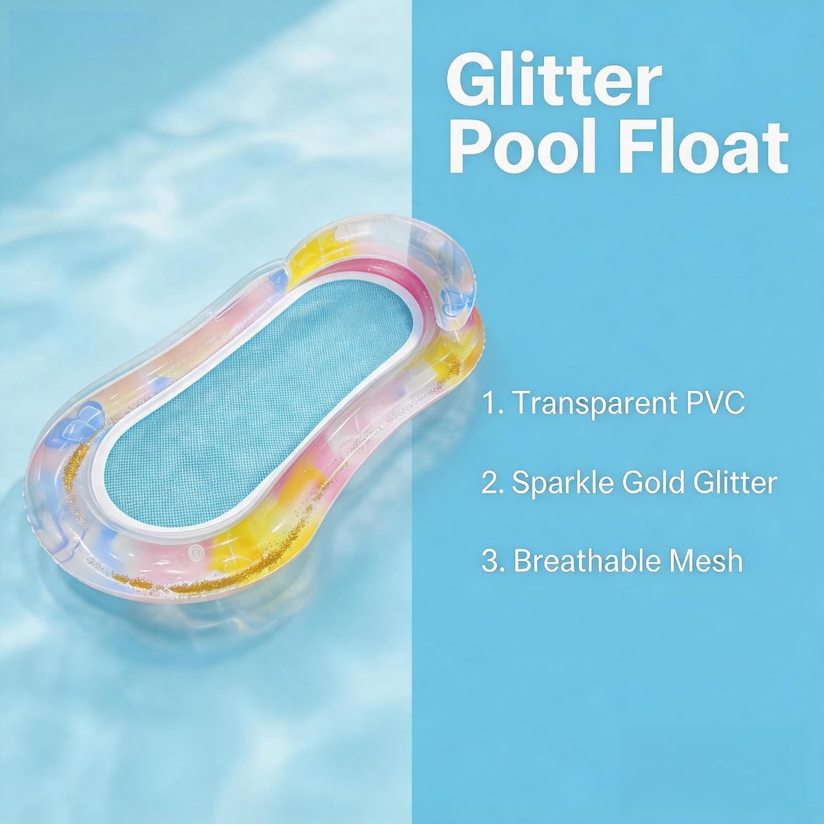 SnelShoppen - Opblaasbare Water Hammock met Hoofdkussen, Zwemmatras voor Kinderen en Volwassenen, Duurzaam PVC met Kleurverloop, Perfect voor Zwembad,