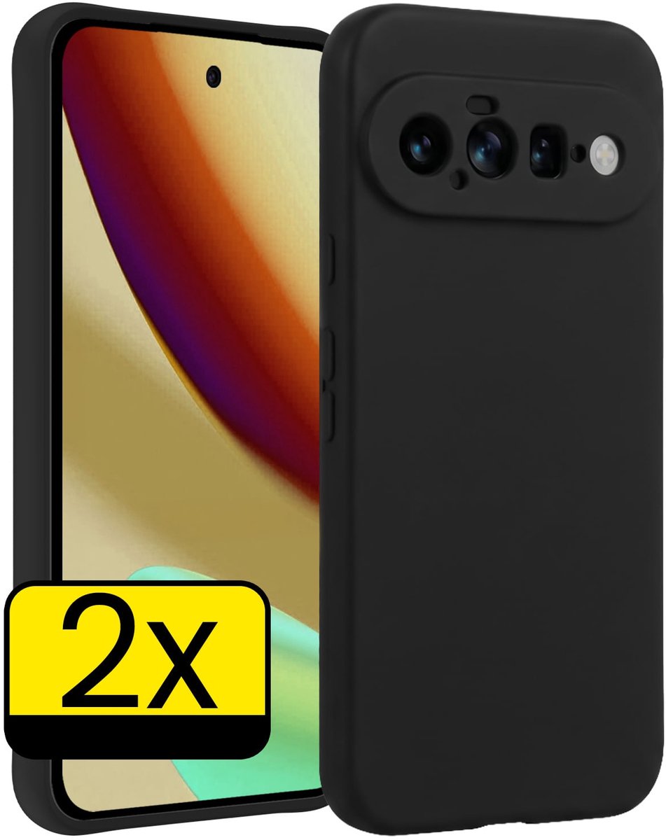 Hoesje - 2 Stuks - Geschikt voor Google Pixel 11 - Sterk & Shockproof - Case Siliconen - Back Cover - Telefoon Hoes - Telefoonhoesjes - Zwart