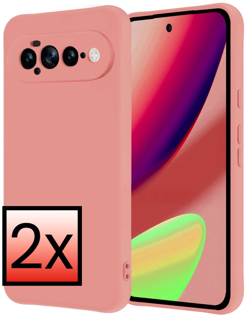 Hoesje - 2 Stuks - Geschikt voor Google Pixel 11 Pro XL - Sterk & Shockproof - Case Siliconen - Back Cover - Telefoon Hoes - Lichtroze