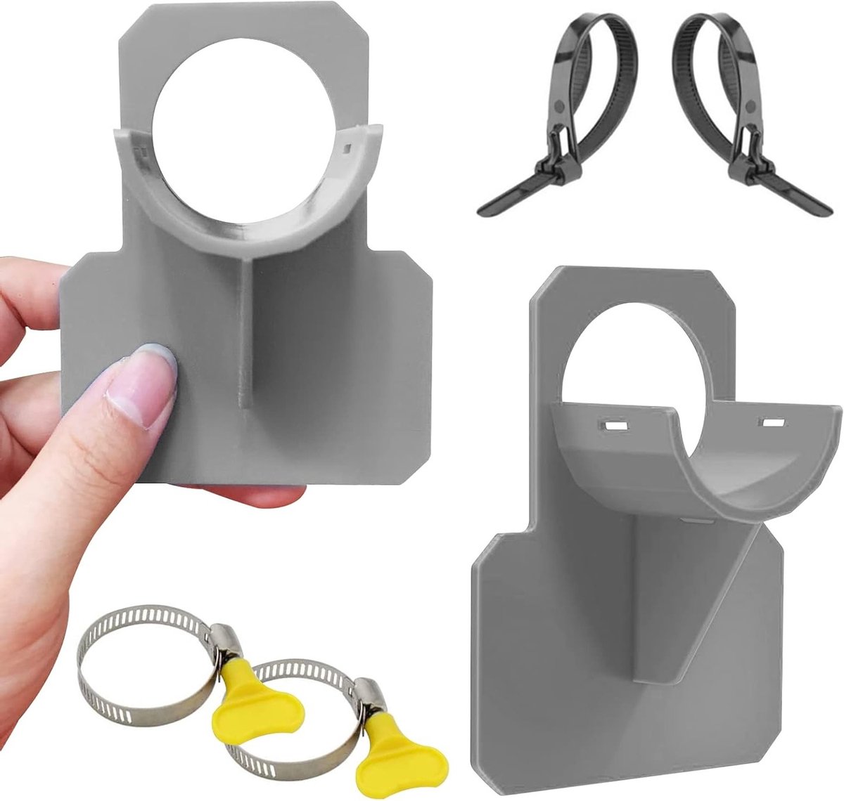 Set van 2 Slangenhouders voor Zwembaden, Duurzame Accessoires voor Zwembadslangen met Anti-Punctie en Anti-Scheurfunctie (30-37mm)
