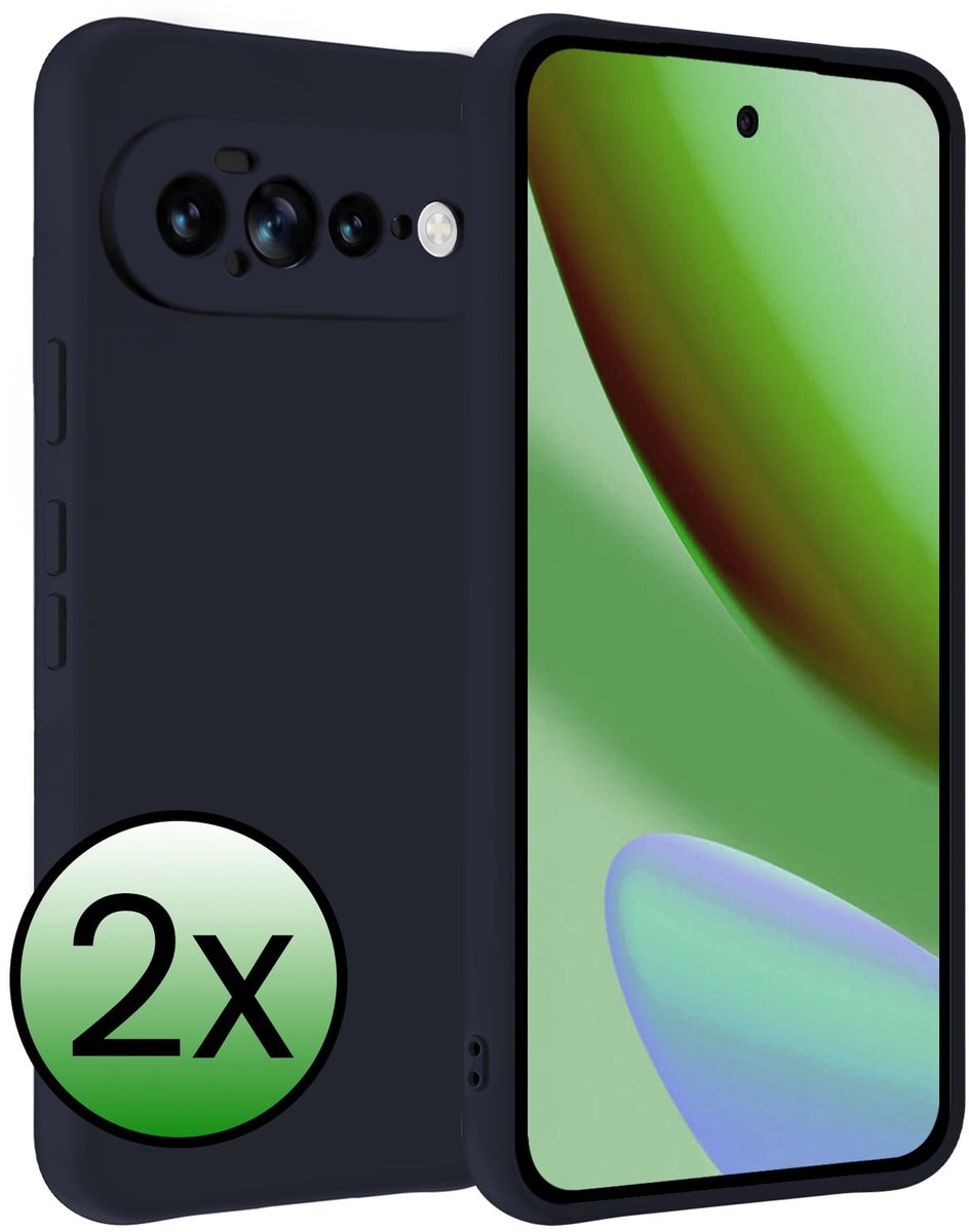 Hoesje 2 Stuks - Geschikt voor Google Pixel 11 Pro XL - Sterk & Shockproof - Case Siliconen - Back Cover - Telefoon Hoes - Donkerblauw