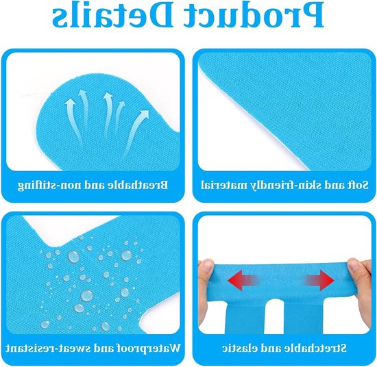 Pre-Cut Kinesiotape 12 Stuks - Elastische Sporttape voor Beweging en Ondersteuning, Waterdicht en Geschikt voor Dagelijks Gebruik en Sport in 3 Kleuren — afbeelding 2