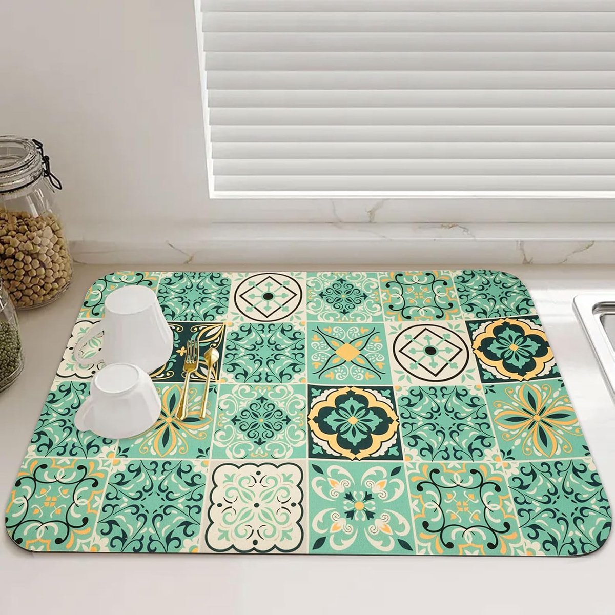 SnelShoppen - Coffee Maker Mat Drain Mat 40x50cm Antislip Keuken Werkblad Mat, Super Absorberend Nanovezel Diatomeeënaarde, Geschikt voor Eettafels, B