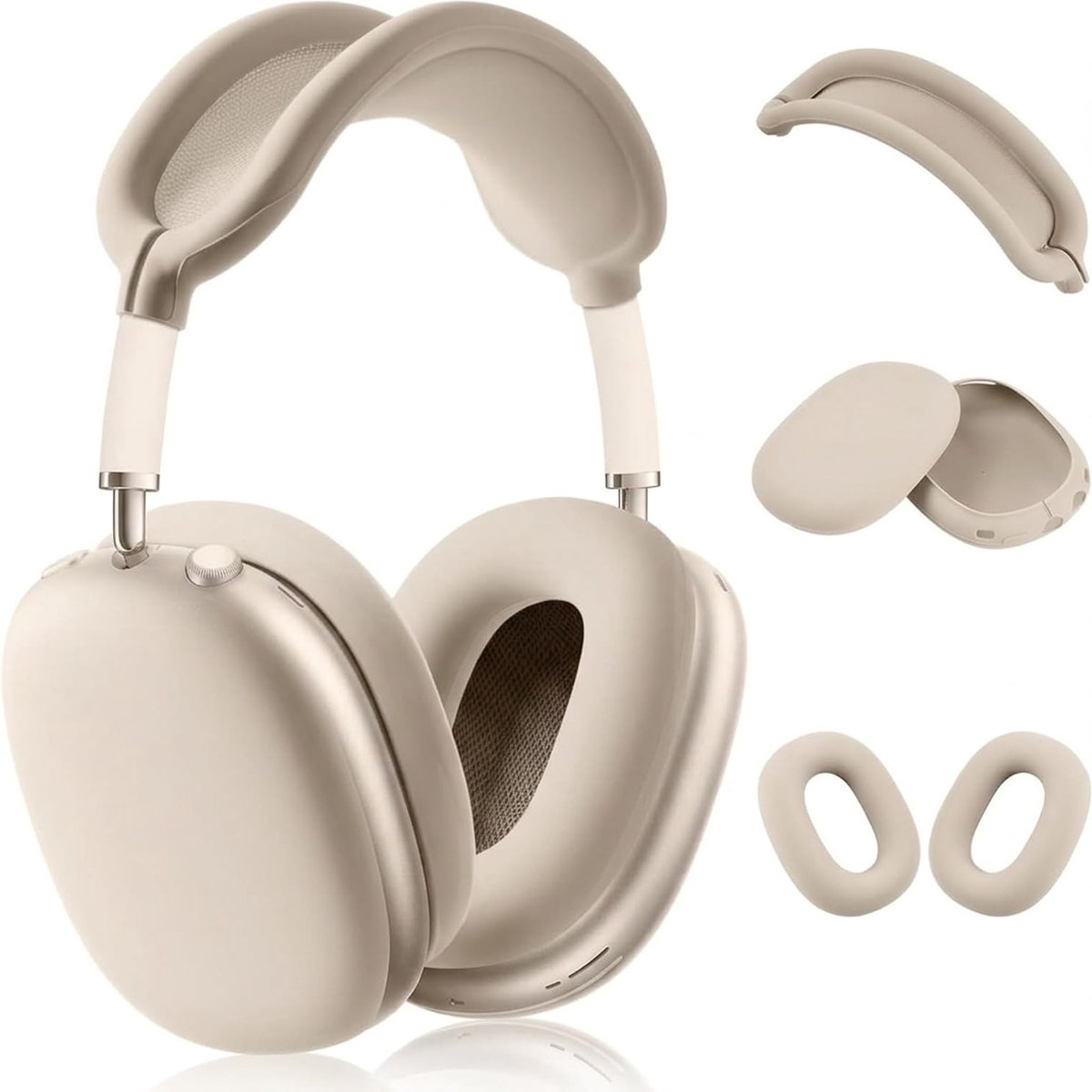 Zachte 3-in-1 siliconen oorkussenbeschermhoezen voor hoofdtelefoon, krasbestendig en comfortabel, accessoires voor AirPods Max en andere modellen