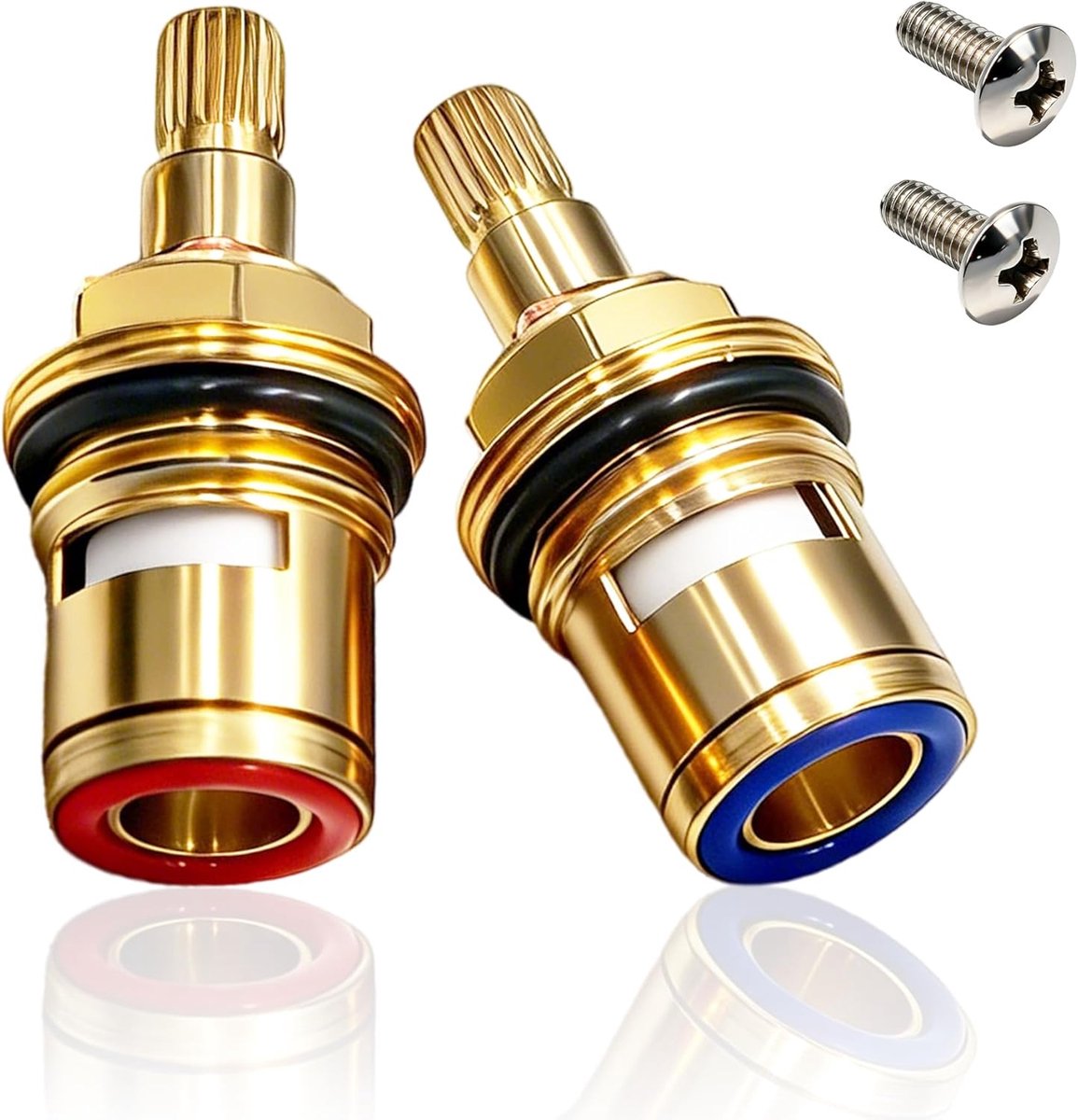 SnelShoppen - Ceramic Cartridge 1/2 inch, Universele Tapklep Vervanging met Messing Schijf voor Koud/Warm Water - 2 Stuks, Ideaal voor Badkamer en Keu