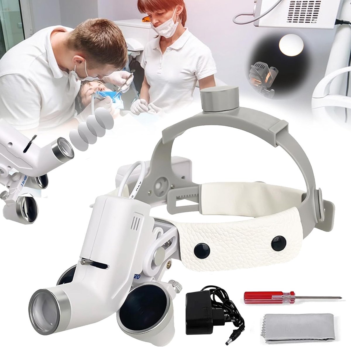SnelShoppen - Medische Dental Chirurgische Loupe Bril 3.5x 420mm met Dimbare LED Lamp en Verstelbare Pupilafstand voor Professioneel Gebruik
