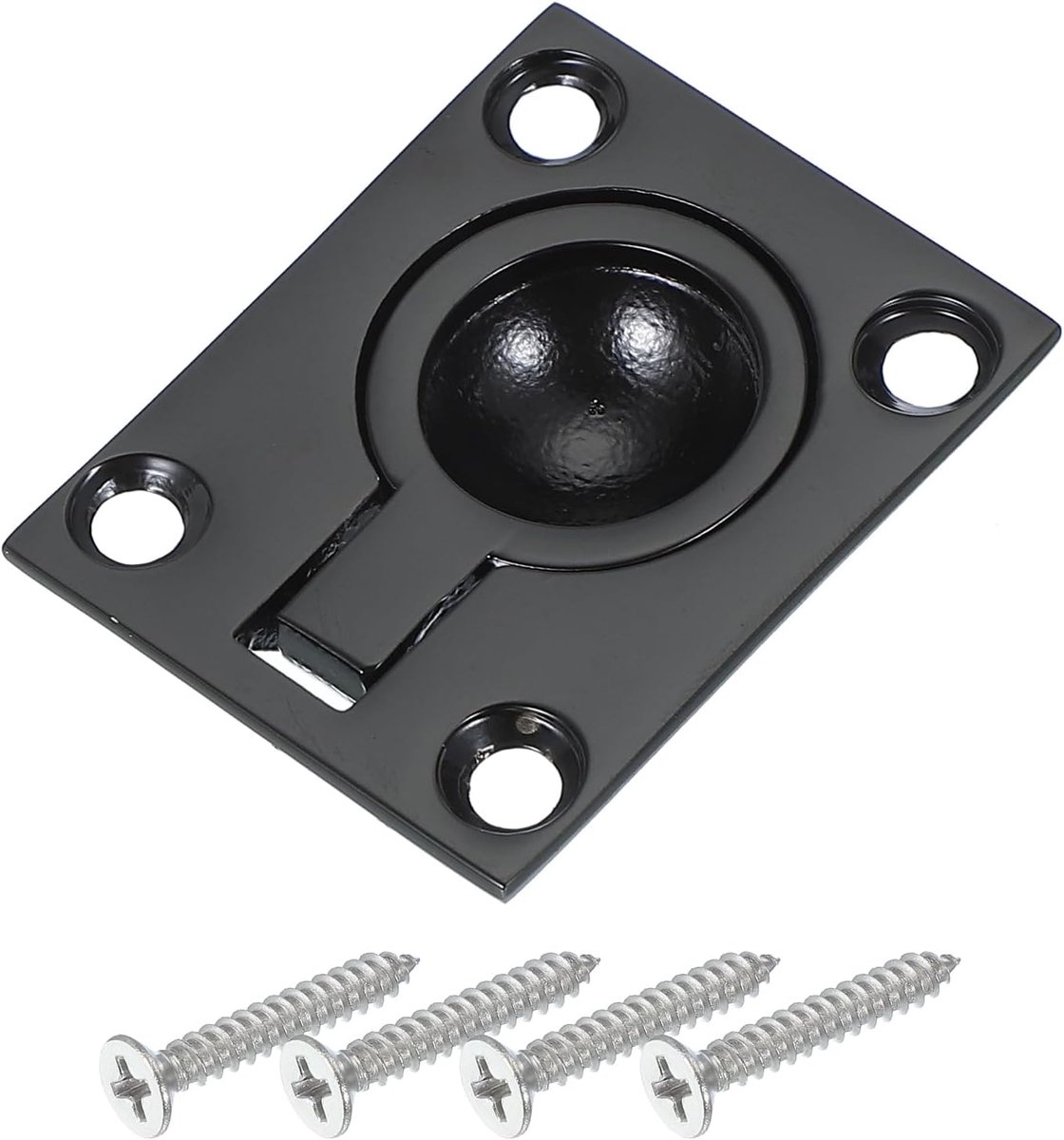 SnelShoppen - 1-7/8"x1-1/2 Flush Pull Ring Handgrepen van 316 RVS, Vierkante Ingebouwde Deurgreep voor Boot, Jacht, Meubilair, Zwart, Inclusief Schroe