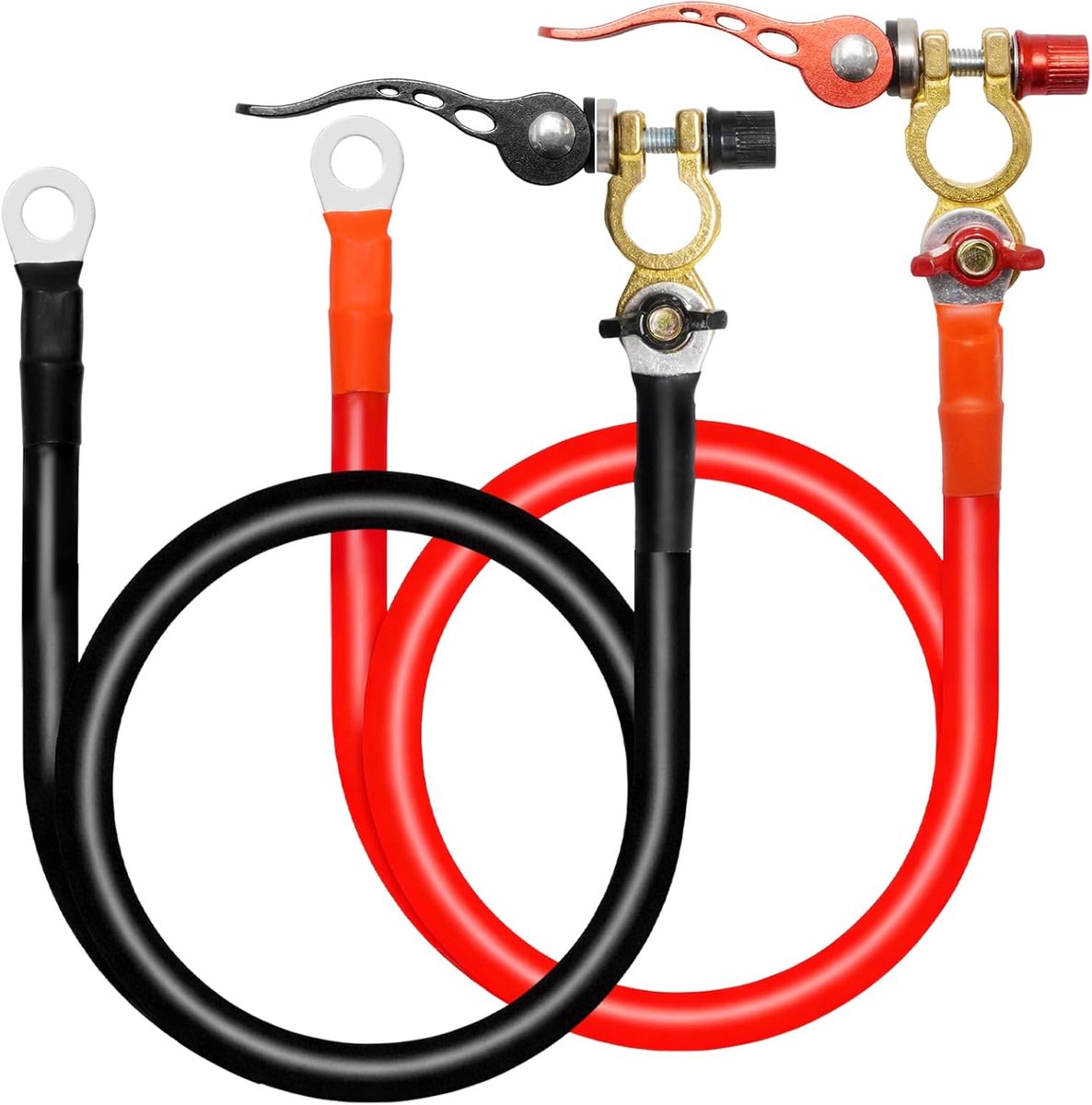 SnelShoppen - 25 mm² 100 cm 3AWG Accukabel met M8/M10 Ringogen, 120 A 300 V Inverter Aansluitkabel, Koper Kabel voor 12 V / 24 V Autobatterij
