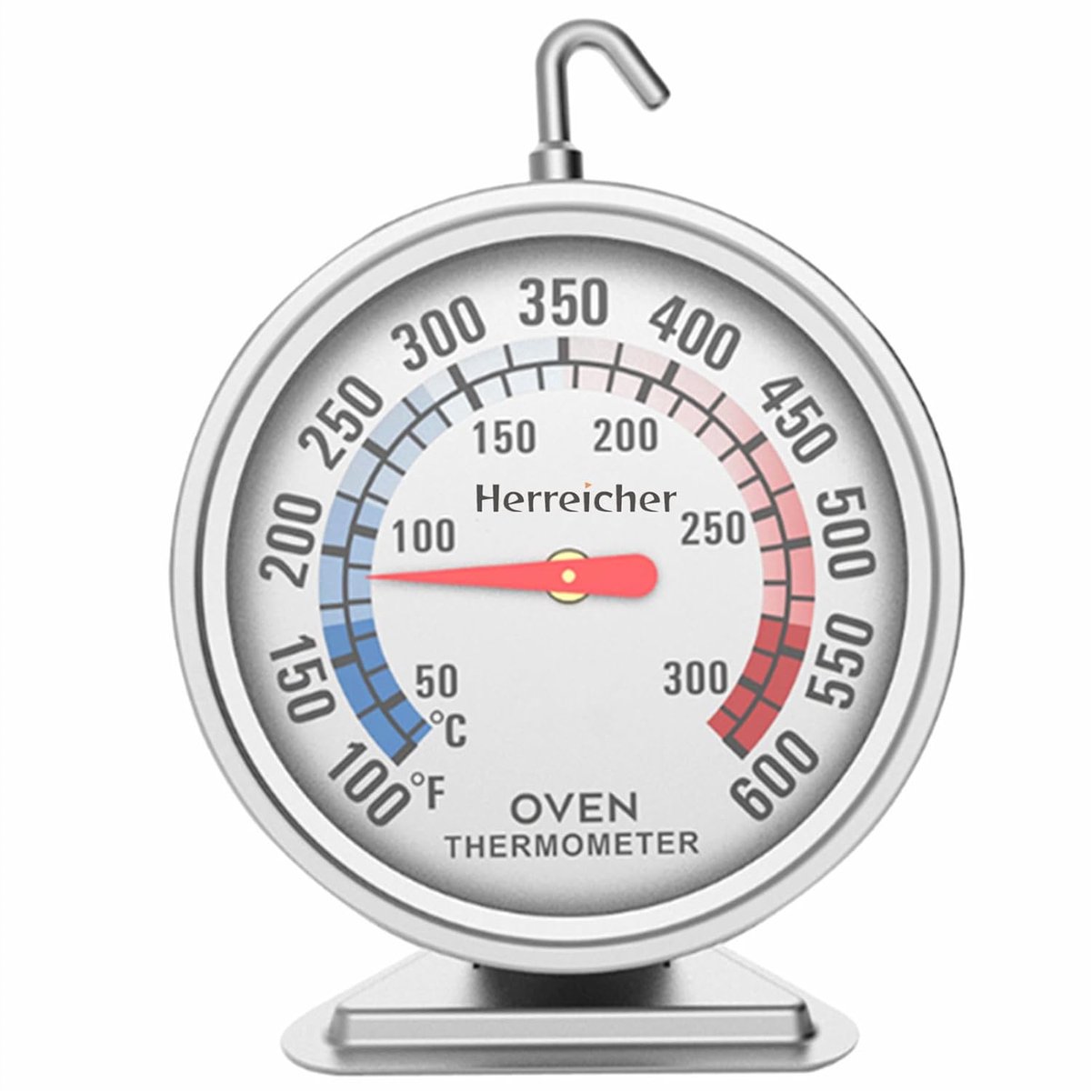 SnelShoppen - Analoge Oventhermometer Roestvrij Staal - Grote Wijzerplaat 7 cm - Temperatuurbereik voor Gasfornuis, BBQ, Koken, Bakken en Keuken