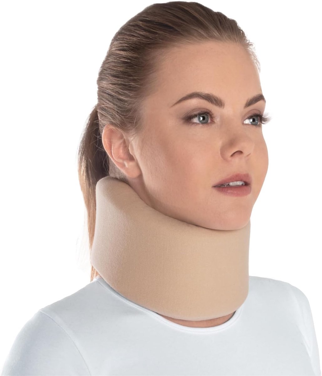 SnelShoppen - Orthopedische Cervicale Kraag, Medisch Steunharnas voor Nek, Kinderbescherming, 100% Katoen, Maat Medium, Beige, Effectieve Nekondersteu