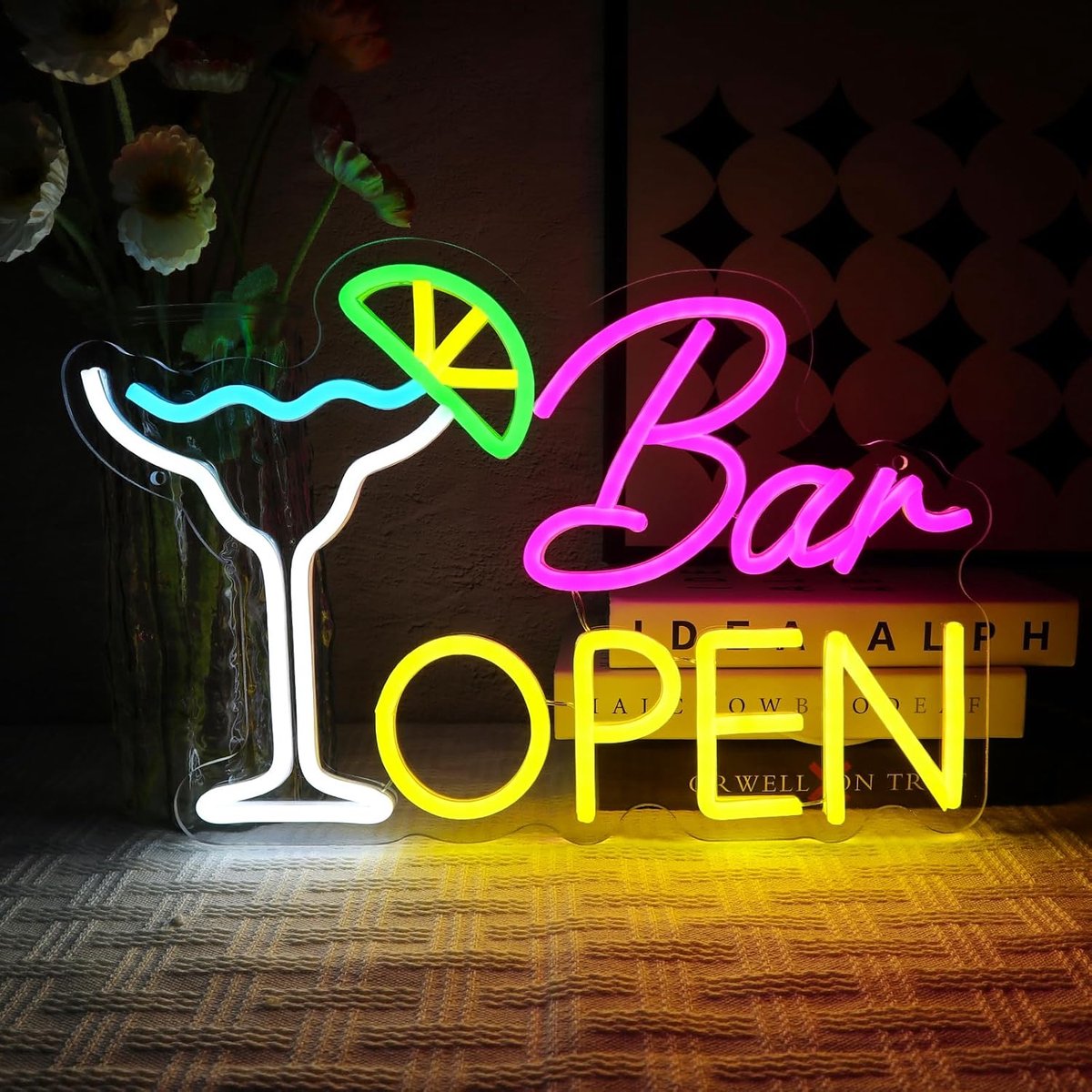 SnelShoppen - Bar Open Neon Light Sign - Dimbare LED Neon Sign voor Thuis, Pub en Club Decoratie - 40x26.5cm - Heldere Kleuren en Aantrekkelijke Verli