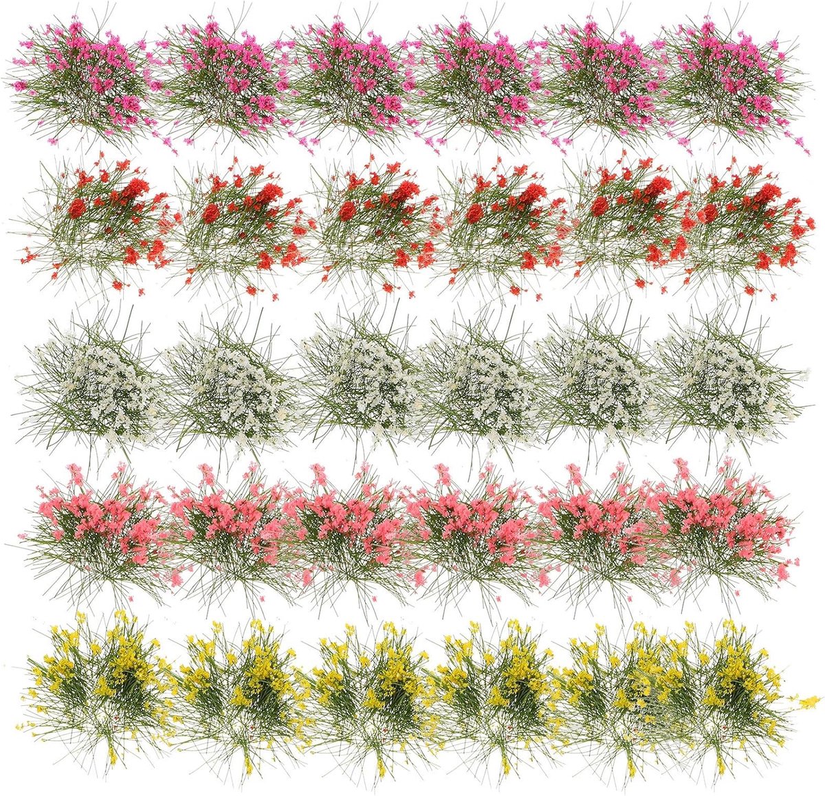 SnelShoppen - 5 Stuks Bloemclusters Miniatuur Planten voor Modelbouw, Realistische Grastuffs voor Treinlandschappen, Militair, DIY, Schaalmodellen, La