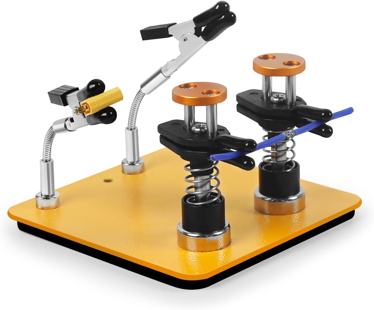 Thijox - Derde Hand ClampRex O3 Soldeerhulp met Dubbele Klemmen, Verstelbare Magnetische Voet, Voor Printplaten en Fijne Kabels, Compact en Gebruiksvr