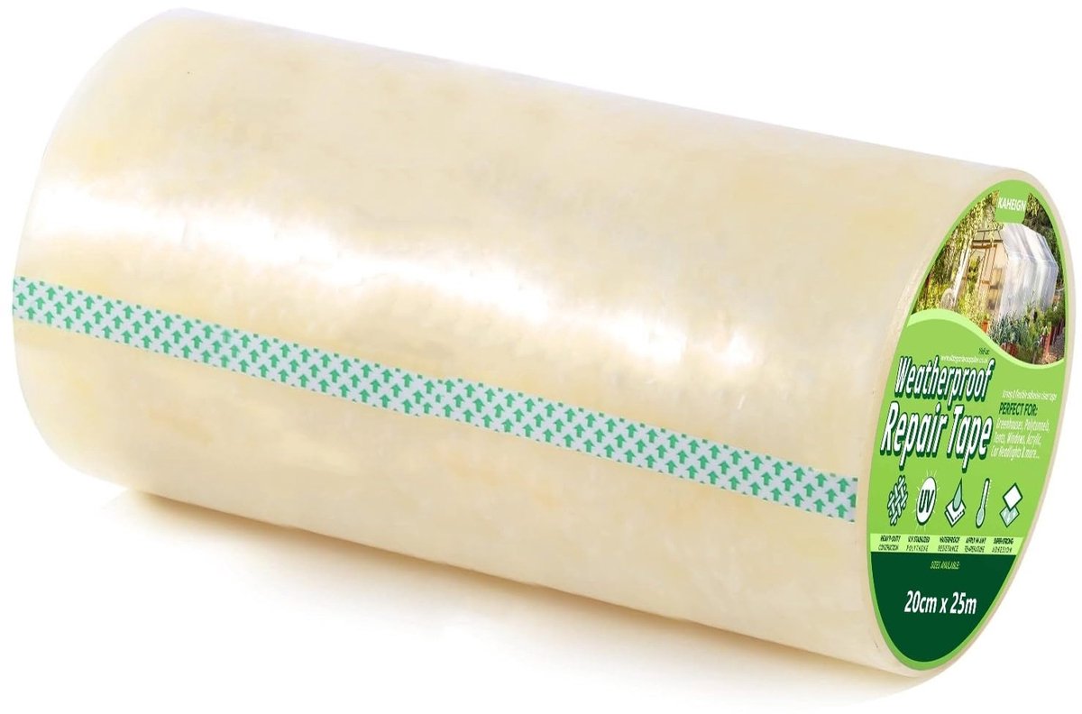 SnelShoppen - 20 cm x 25 m Film Tape, Groene Huishoudfolie Plakband, 6 Mil Sterk, PE Reparatietape, UV Bestendig voor Kassen, Bubblefolie, Film Tunnel