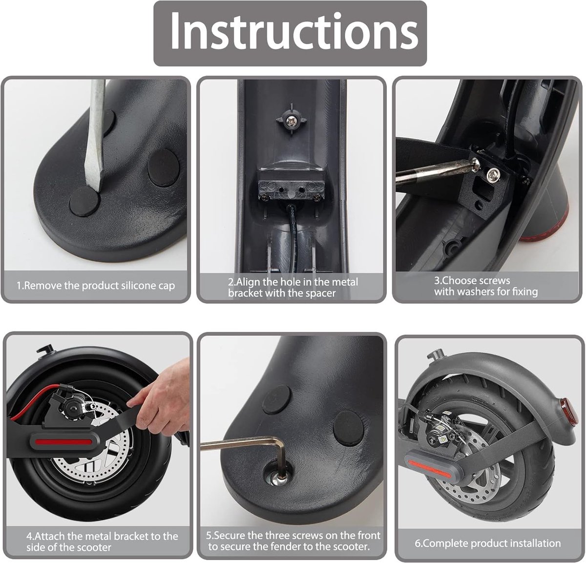 Thijox - Elektrische Step Achterspatbord Vervangende Set - Verbeterde Versie met Blanko Nummerplaat voor Xiaomi M365, Scooter 1S, Pro, Pro 2 - Duurzaa