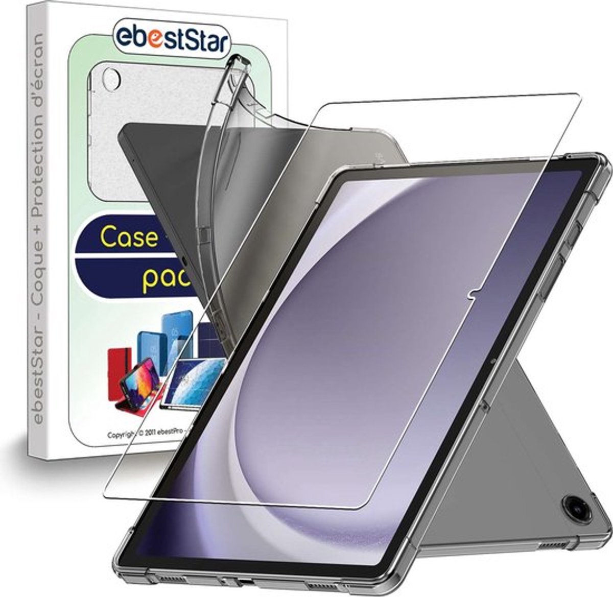 ebestStar - Hoes geschikt voor Samsung Galaxy Tab A9+ (2023) SM-X210, Beschermhoes van Transparant, Antislip Siliconen, Versterkte Hoeken, Transparant + Gehard Glas